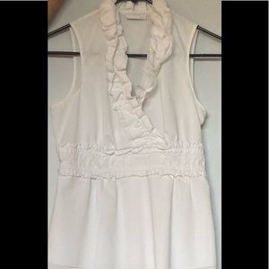 NEW YORK AND CO WHITE RUFFLED TOP XS